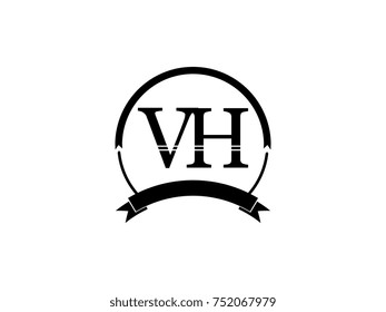 initial letter VH logo monogram retro black