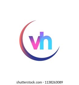 initial letter VH logotype company name, coloreful and swoosh design. vector logo for business and company identity.
