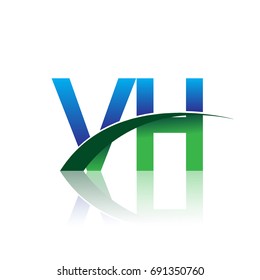 initial letter VH logotype company name colored blue and green swoosh design. vector logo for business and company identity.
