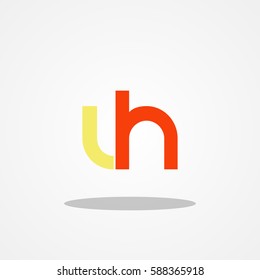 Initial letter VH lowercase logo design template soft yellow red