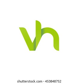 initial letter vh modern linked circle round lowercase logo green