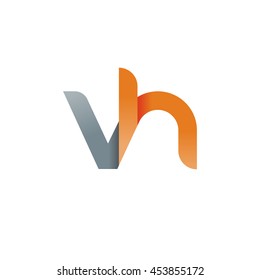 initial letter vh modern linked circle round lowercase logo orange gray