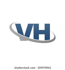 initial letter VH swoosh ring company logo blue gray