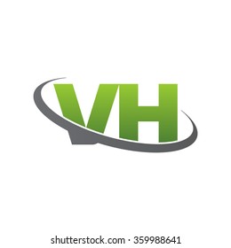 initial letter VH swoosh ring company logo green gray
