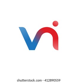 initial letter vi linked round lowercase logo blue red
