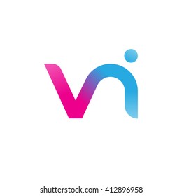 initial letter vi linked round lowercase logo pink blue purple