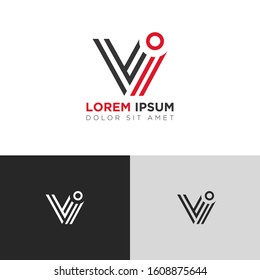 Initial Letter VI linked uppercase overlap modern logo design template. Suitable for business, consulting group company