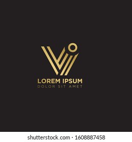 Initial Letter VI linked uppercase overlap modern gold logo vector design template. Suitable for business, consulting group company.