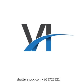 initial letter VI logotype company name colored blue and grey swoosh design. vector logo for business and company identity.
