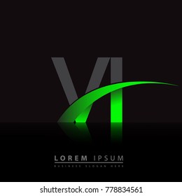 initial letter VI logotype company name colored green and black swoosh design. vector logo for business and company identity.
