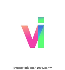 Initial Letter VI Lowercase Logo green, pink and Blue, Modern and Simple Logo Design.