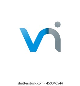 initial letter vi modern linked circle round lowercase logo blue gray
