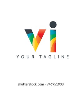 Initial Letter VI Rounded Design Logo