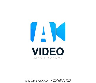 Initial letter A video conference and chat video logo
