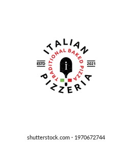 Initial Letter I Vintage Spatula Pizza Pizzeria Logo Design
