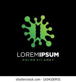Initial Letter I Virus or Bacteria Logo Design