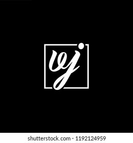 Initial letter VJ JV minimalist art monogram shape logo, white color on black background