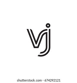 Initial letter vj, linked outline rounded lowercase, monogram black
