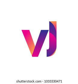 Initial Letter VJ Logo Lowercase, magenta and orange, Modern and Simple Logo Design.