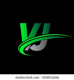initial letter VJ logotype company name colored green and black swoosh design. vector logo for business and company identity.