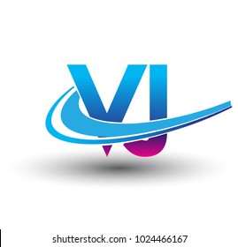 initial letter VJ logotype company name colored blue and magenta swoosh design. vector logo for business and company identity.
