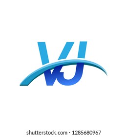 initial letter VJ logotype company name colored blue and swoosh design. vector logo for business and company identity.