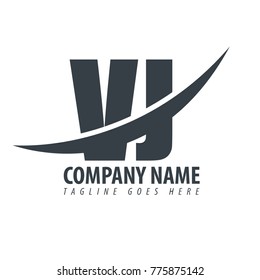 Initial Letter VJ Overlapping Logo