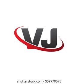 initial letter VJ swoosh ring company logo red black