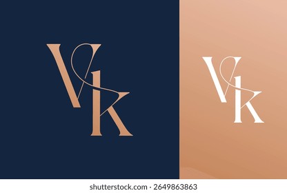 Letra inicial VK KV logotipo design vetor ilustração para casal, casamento e negócios