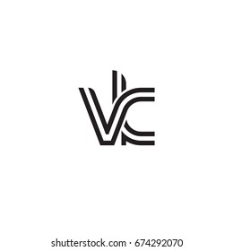 Initial letter vk, linked outline rounded lowercase, monogram black