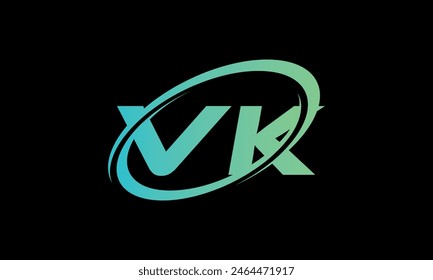 Initial Letter VK Logo. Creative And Modern VK logo Design on black background.