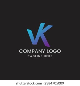 Letra inicial Diseño de logotipo VK Signo de símbolo creativo moderno