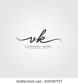 Initial Letter VK Logo - Hand Drawn Signature Logo