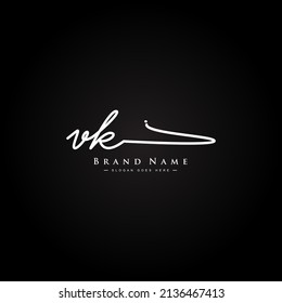 Initial Letter VK Logo - Handwritten Signature Logo