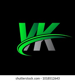 initial letter VK logotype company name colored green and black swoosh design. vector logo for business and company identity.