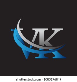 initial letter VK logotype company name colored blue and grey swoosh design. vector logo for business and company identity.
