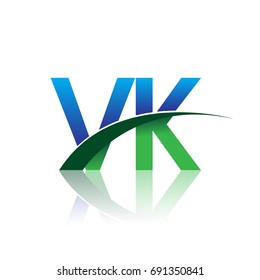 initial letter VK logotype company name colored blue and green swoosh design. vector logo for business and company identity.

