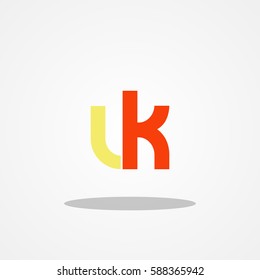 Initial letter VK lowercase logo design template soft yellow red