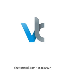 initial letter vk modern linked circle round lowercase logo blue gray