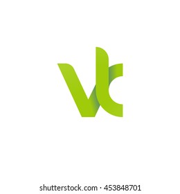 initial letter vk modern linked circle round lowercase logo green