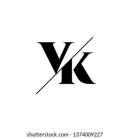 Initial Letter VK Monogram Sliced. Logo template isolated on white background