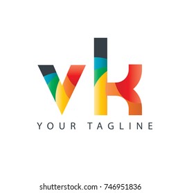 Initial Letter VK Rounded Design Logo