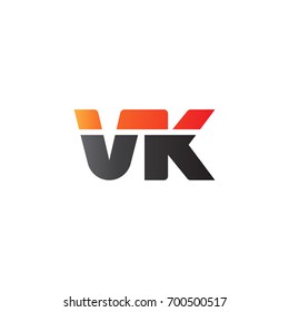 Initial letter VK, straight linked line bold logo, gradient fire red black colors