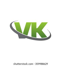 initial letter VK swoosh ring company logo green gray

