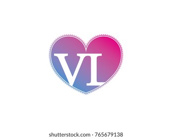 the initial letter VL in the heart symbol as a logo, sign and decoration