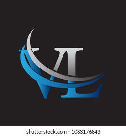 initial letter VL logotype company name colored blue and grey swoosh design. vector logo for business and company identity.
