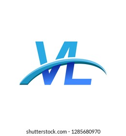 initial letter VL logotype company name colored blue and swoosh design. vector logo for business and company identity.