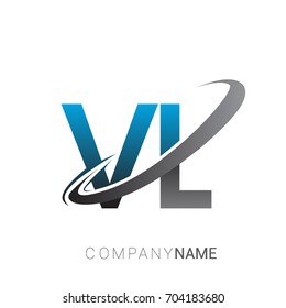 initial letter VL logotype company name colored blue and grey swoosh design. logo design for business and company identity.