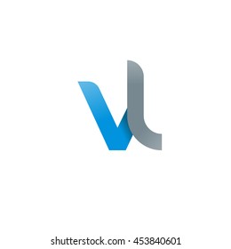 initial letter vl modern linked circle round lowercase logo blue gray