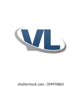 initial letter VL swoosh ring company logo blue gray